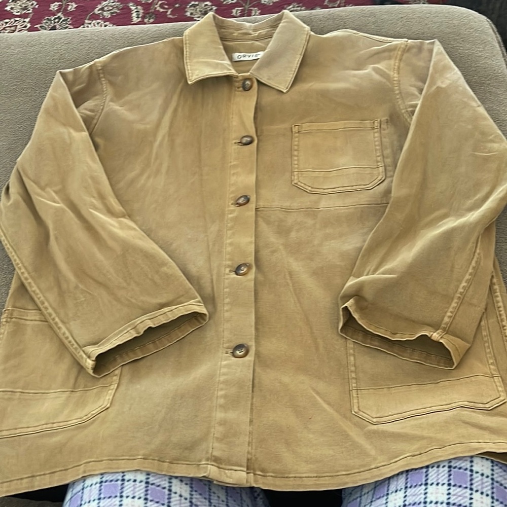 Orvis Button Front Cotton Spandex Long Sleeve Collared Light Jacket (TD)